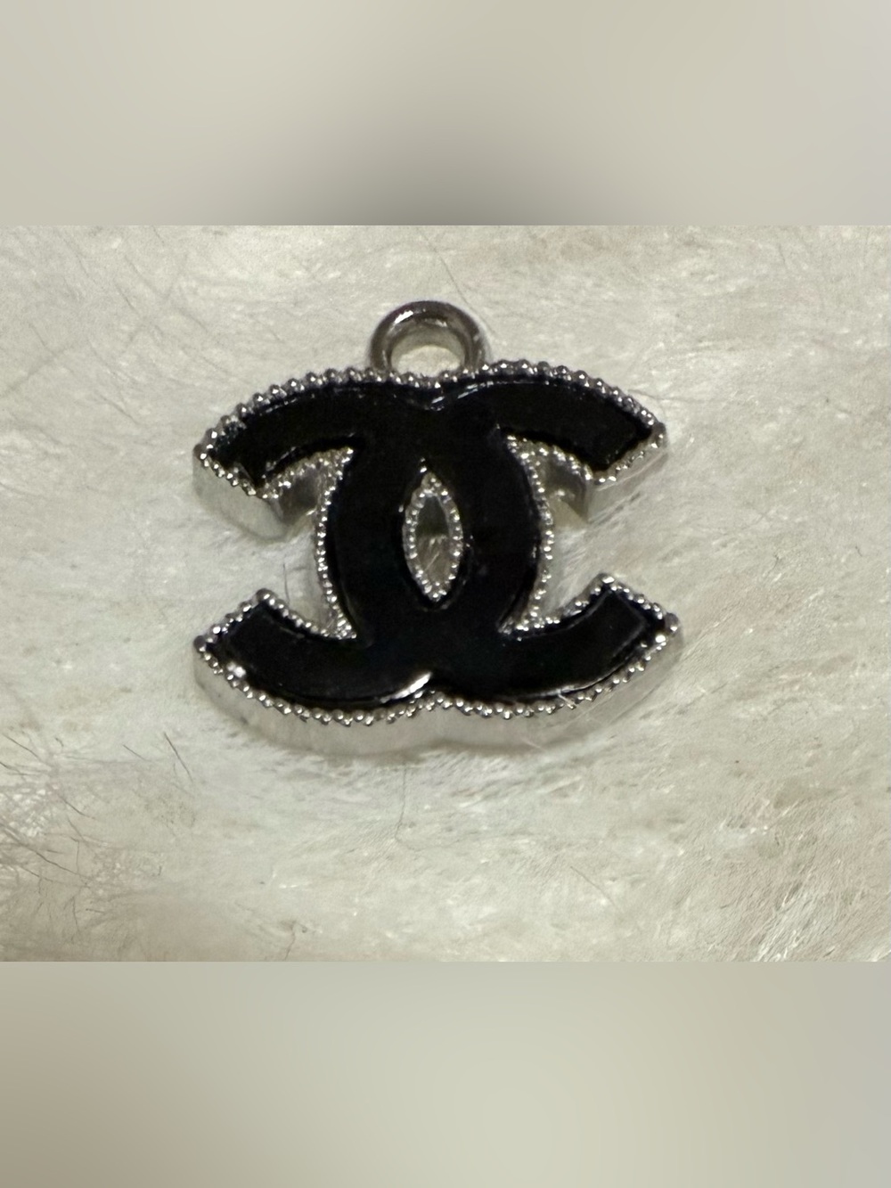 Mini-CC Pendant/Charm Fashion Accessory in Black Silvertone